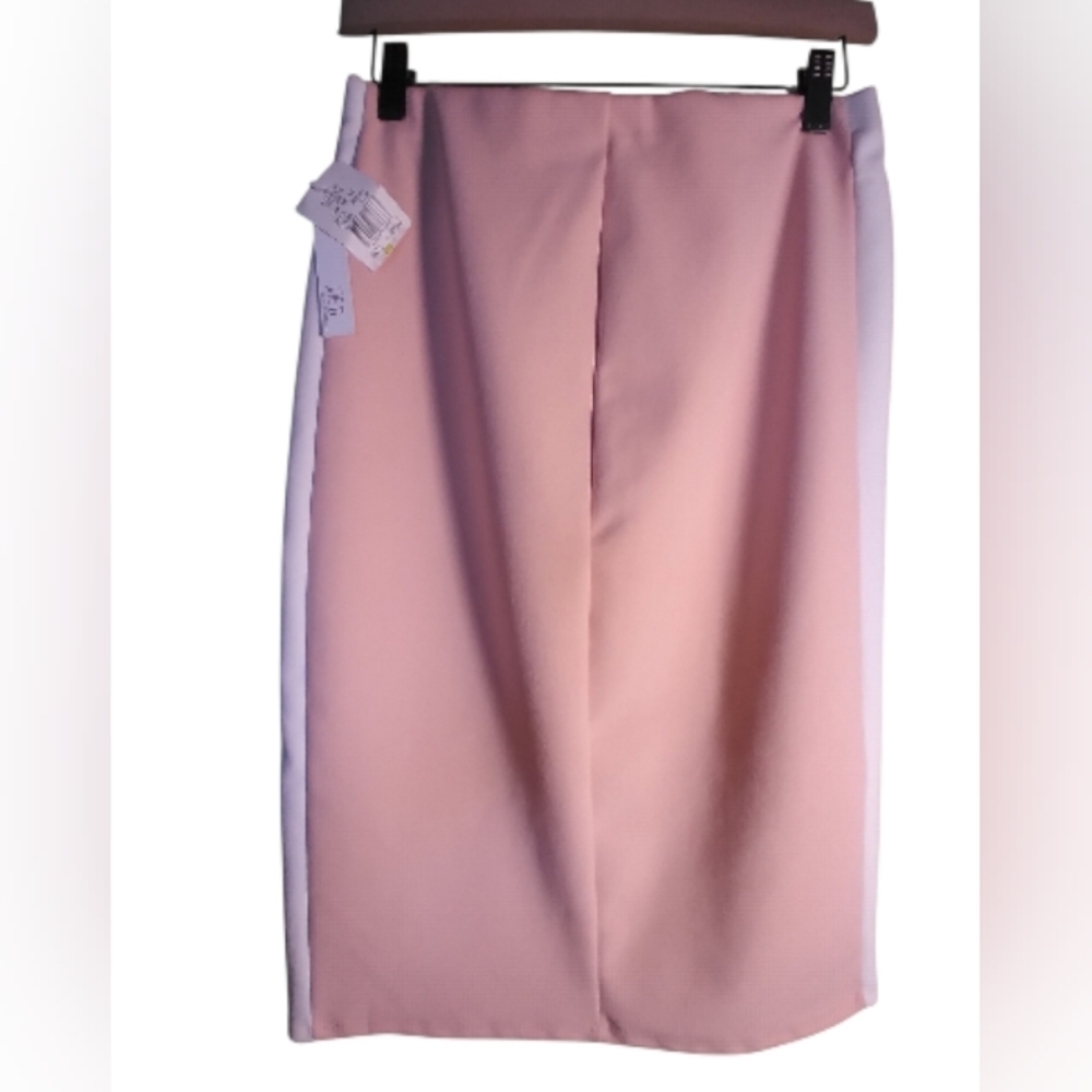 NWT Joe B Elegant Pink Pencil Skirt With White Stripe Size M Casual Y2k Croquet